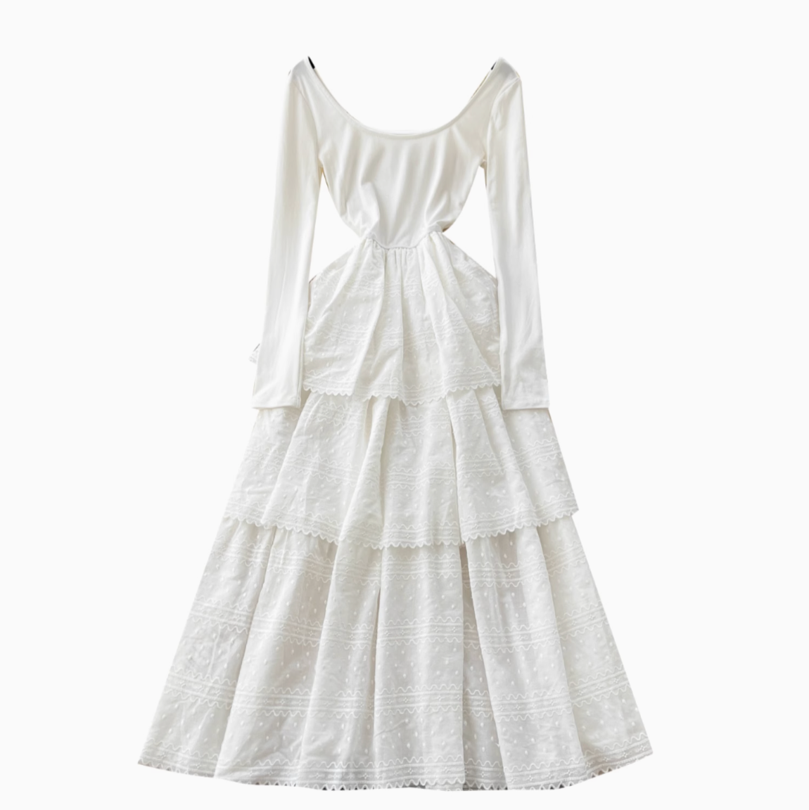 High-end Patchwork Embroidered White Dress