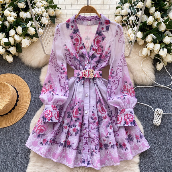 Vintage Purple Floral A-line Dress