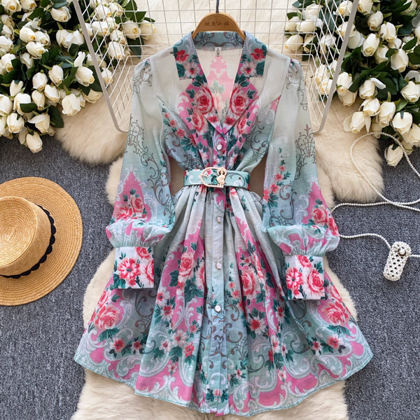 Vintage Purple Floral A-line Dress