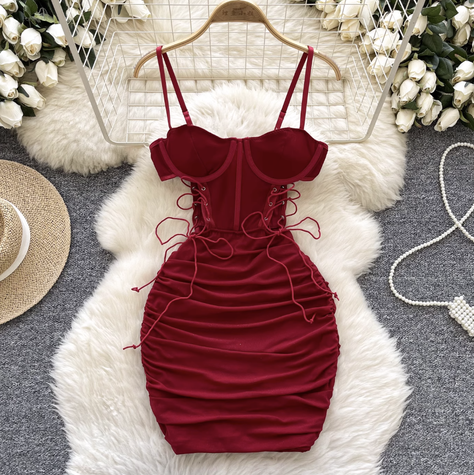 Hottie Lace-up Printed Slip Dress