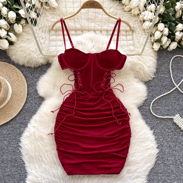 Hottie Lace-up Printed Slip Dress
