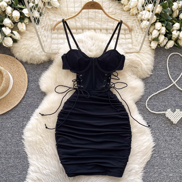 Hottie Lace-up Printed Slip Dress