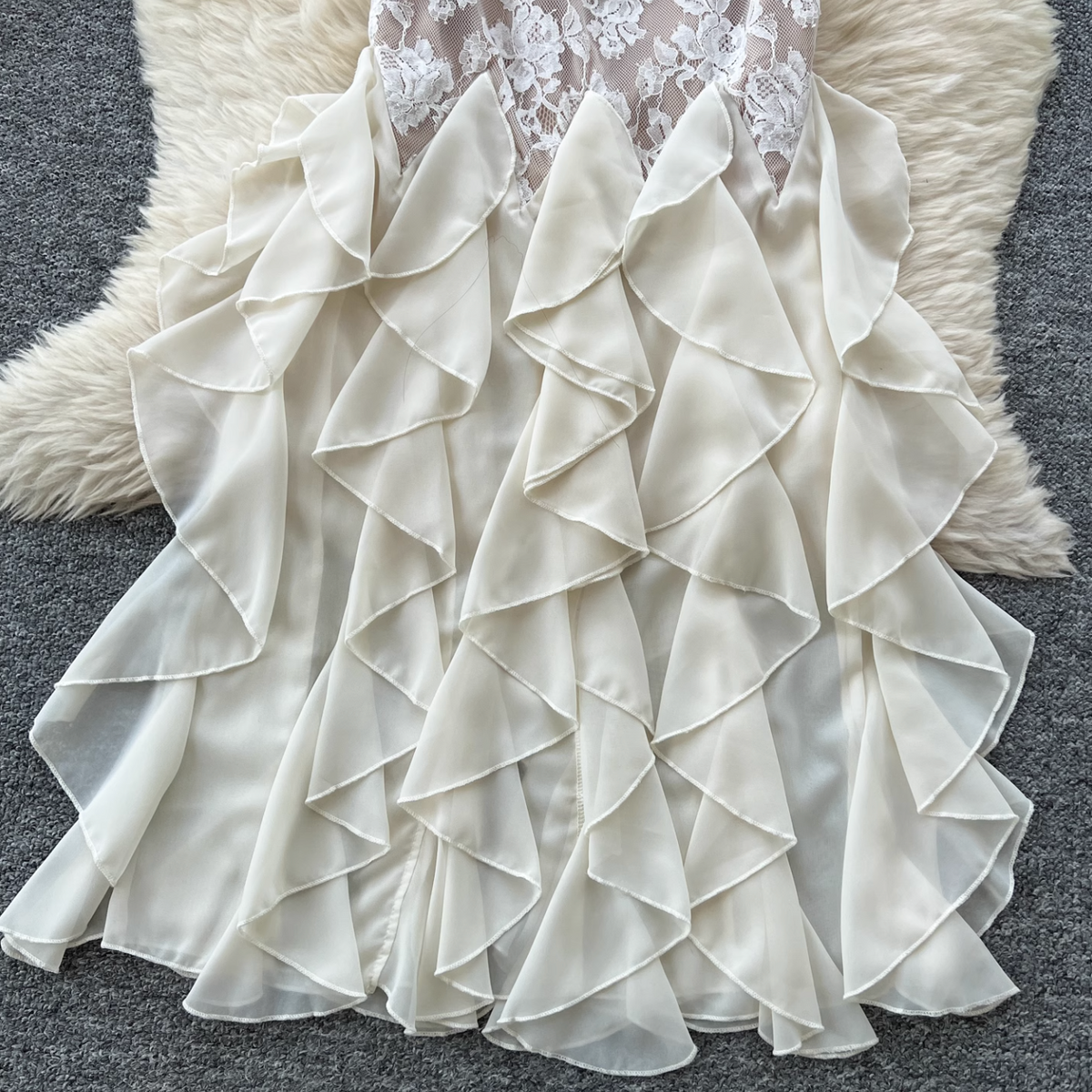 Sexy Backless Ruffled Hem Slip Dress