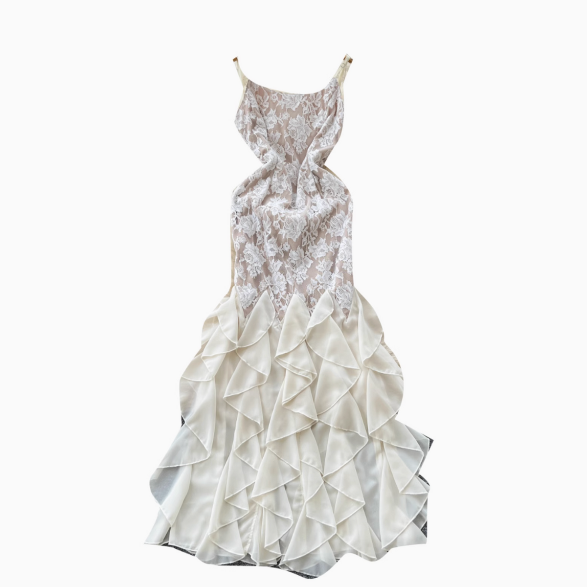 Sexy Backless Ruffled Hem Slip Dress