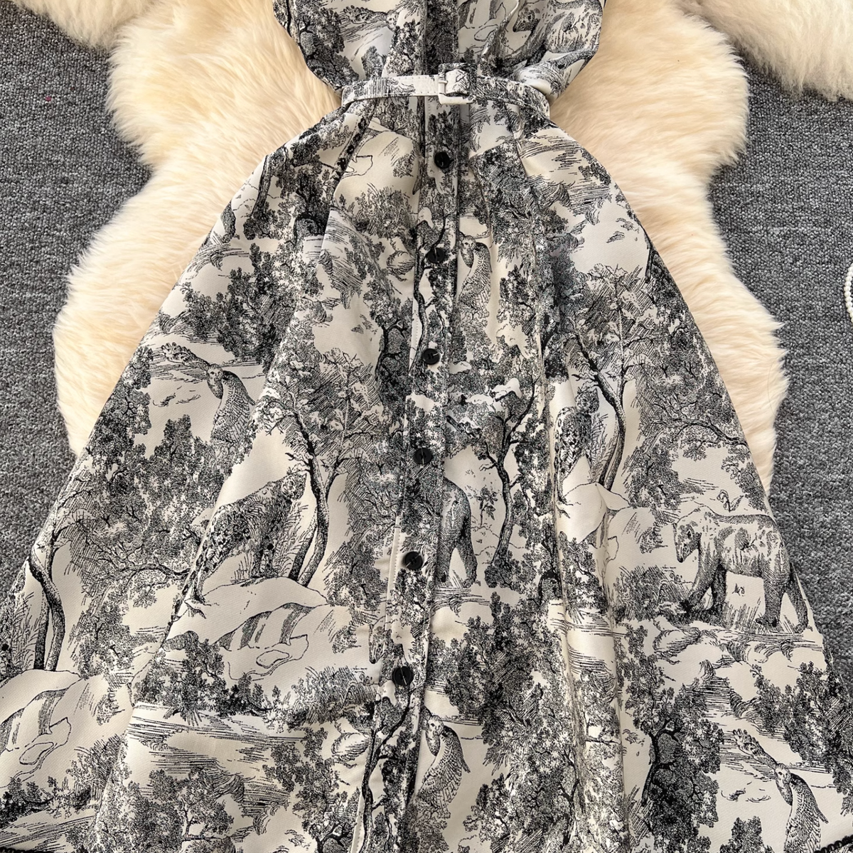 Ink Painting Jacquard Sleeveless Dress