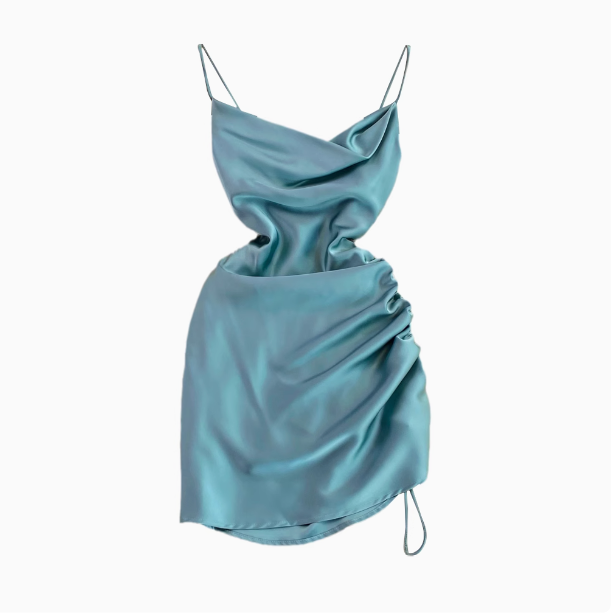 Draped Neckline Drawstring Slip Dress