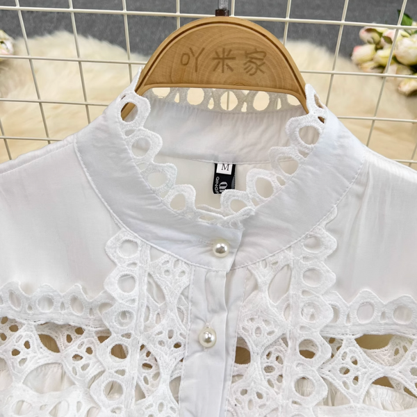 Courtly White Lace Patchwork Dress