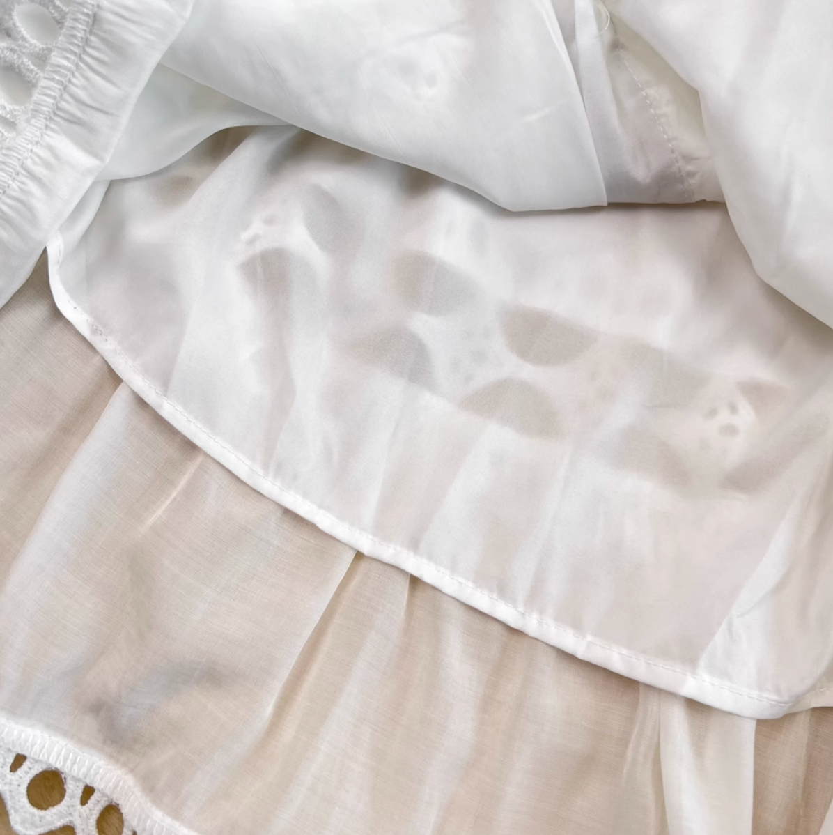 Courtly White Lace Patchwork Dress