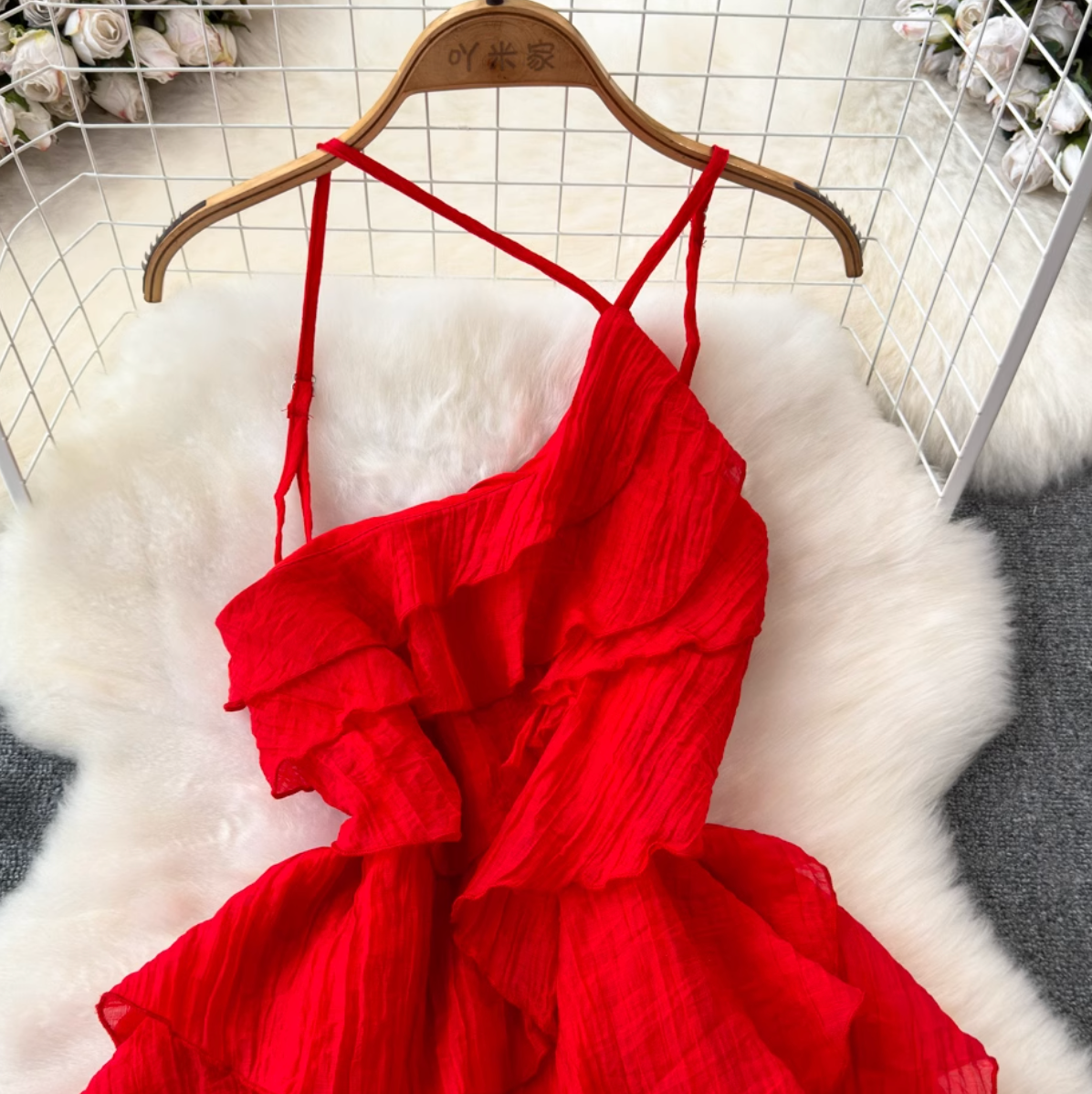 Irregular Design Layered Chiffon Slip Dress