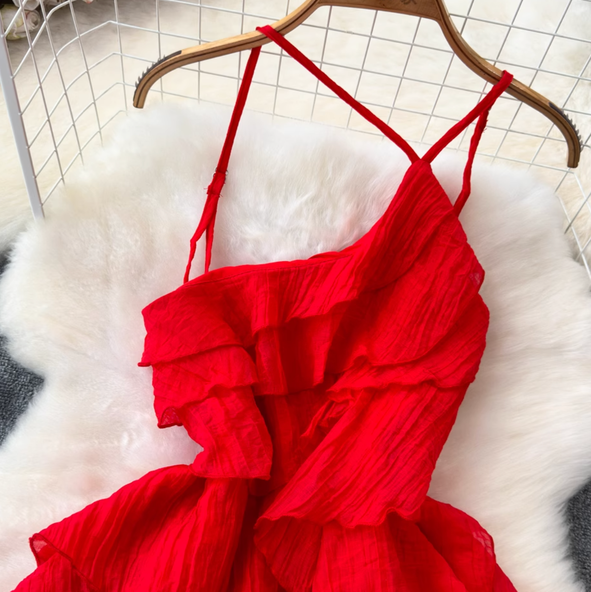 Irregular Design Layered Chiffon Slip Dress