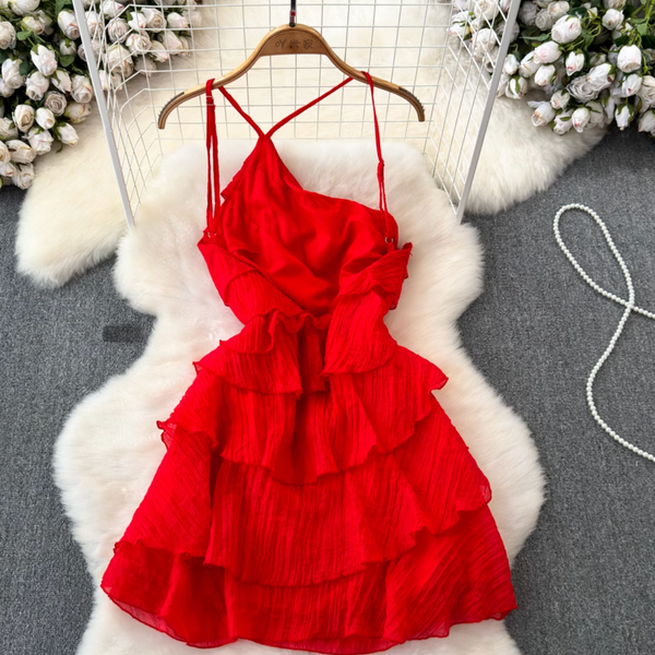 Irregular Design Layered Chiffon Slip Dress