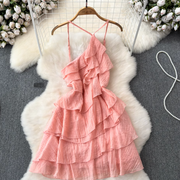 Irregular Design Layered Chiffon Slip Dress