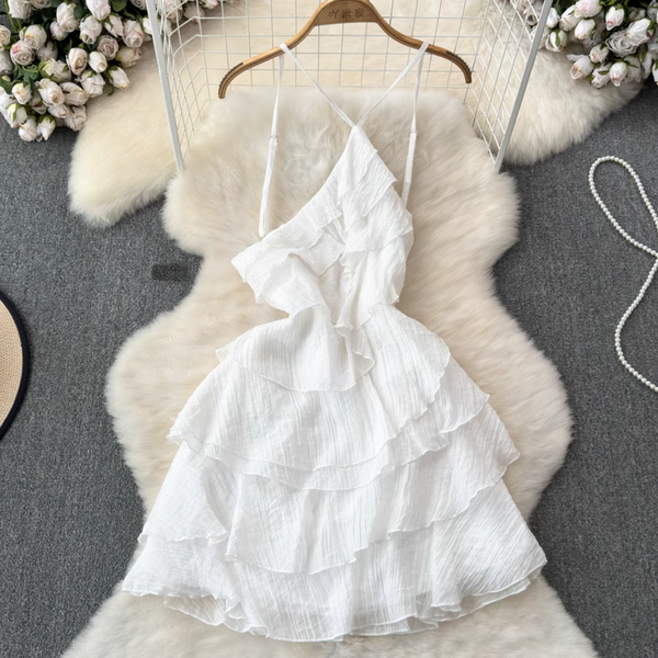 Irregular Design Layered Chiffon Slip Dress