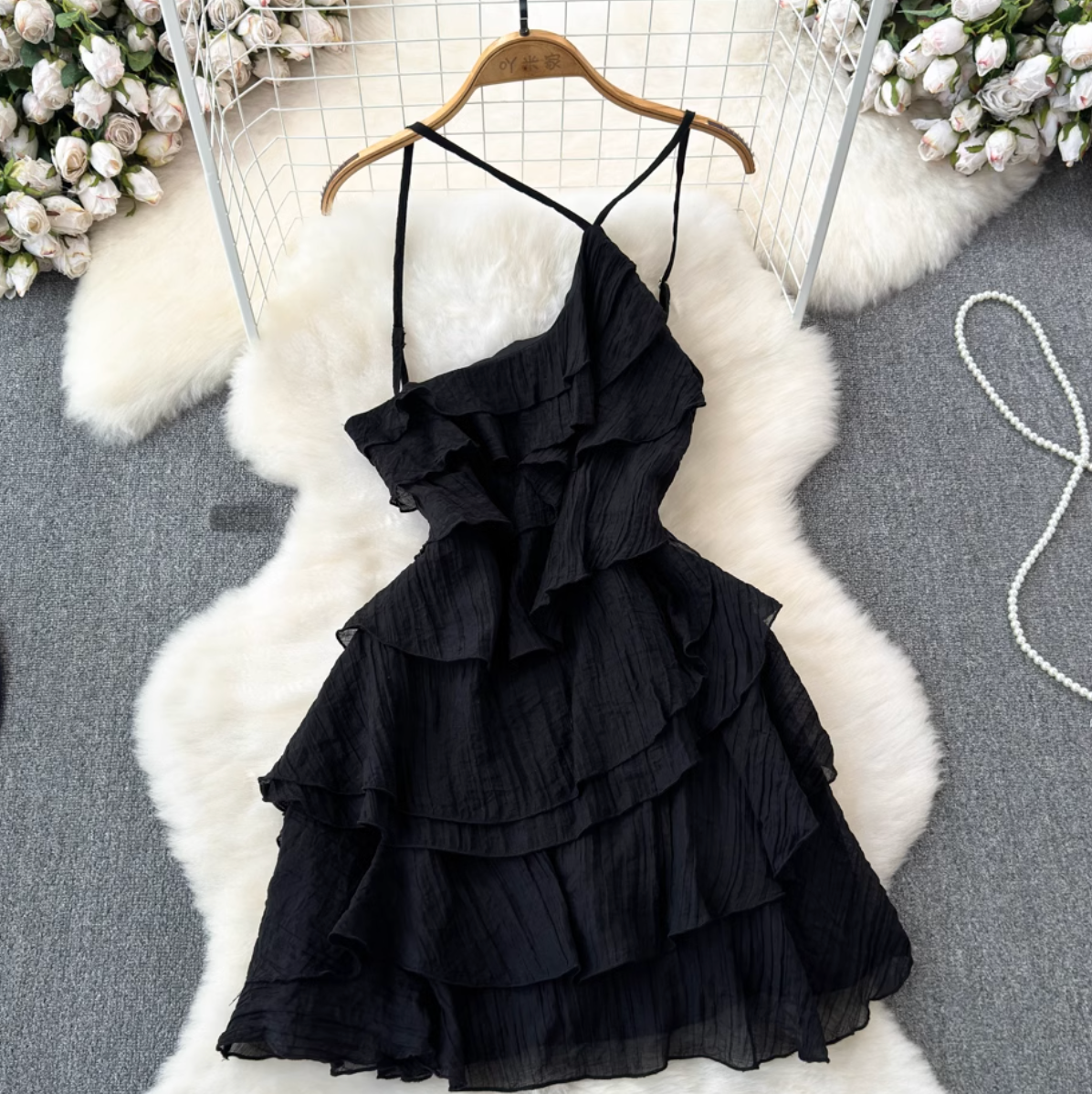 Irregular Design Layered Chiffon Slip Dress