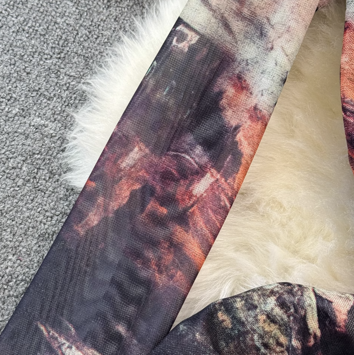 Niche Crew Neck Printed Dress