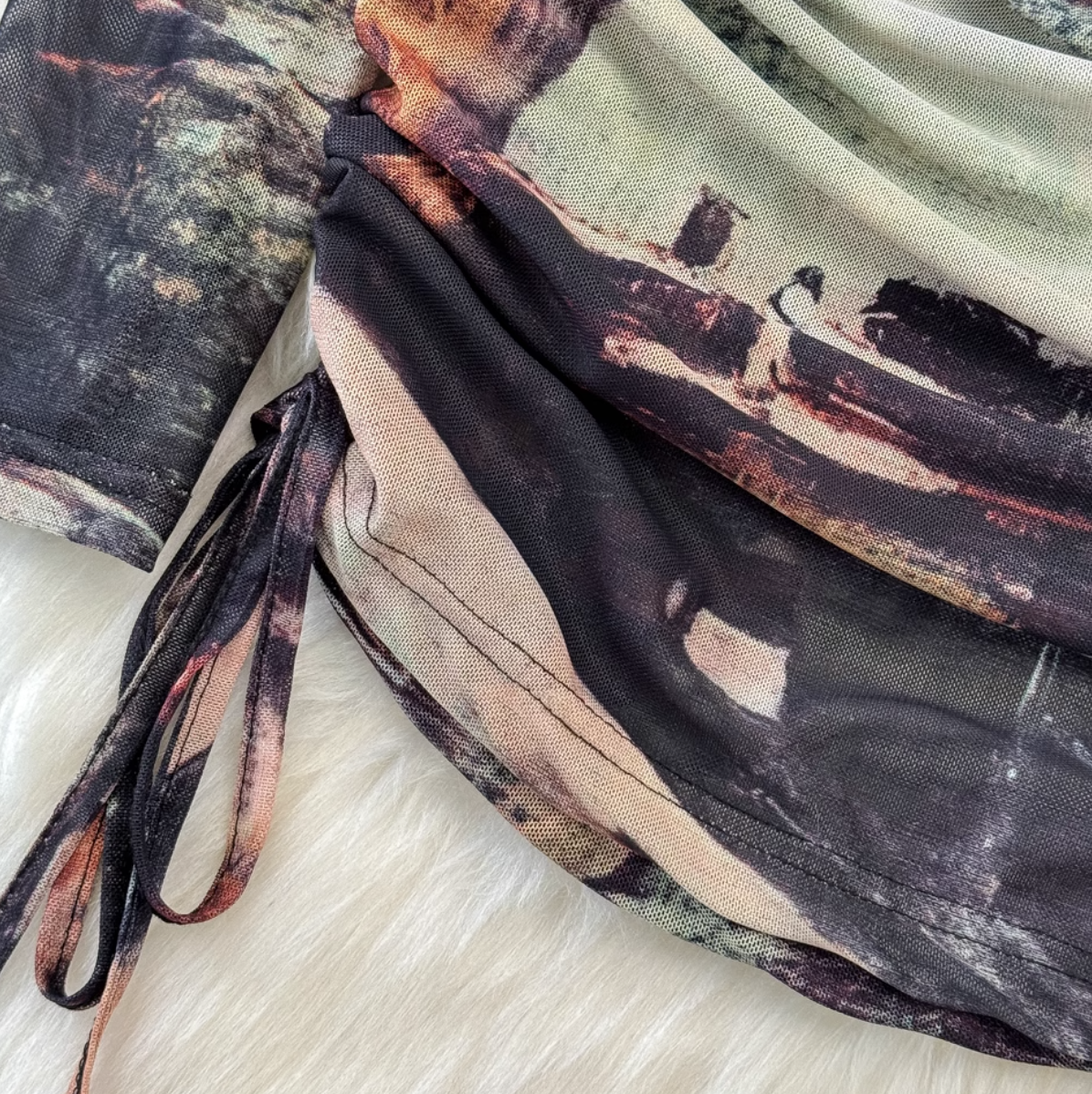 Niche Crew Neck Printed Dress