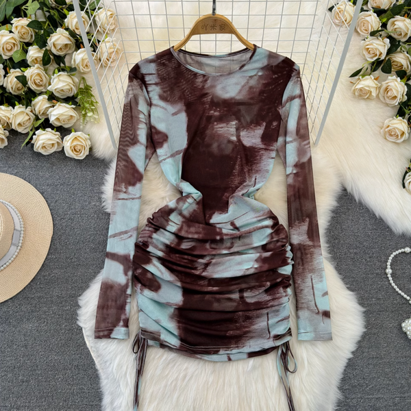 Niche Crew Neck Printed Dress
