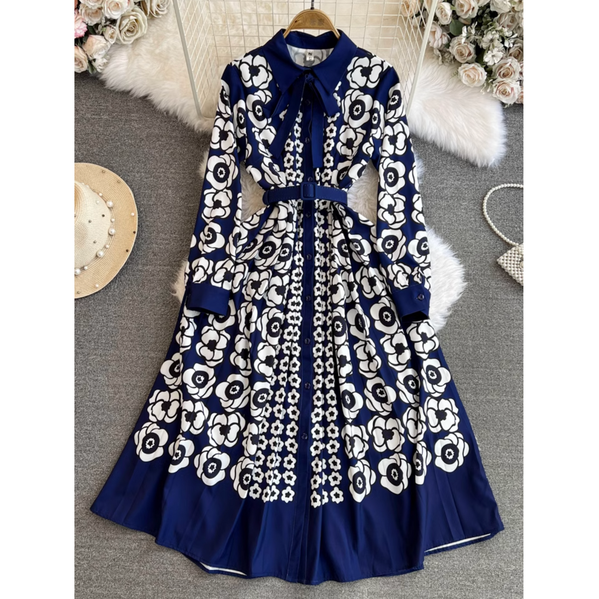 High-end Bow Pattern Printed Dress