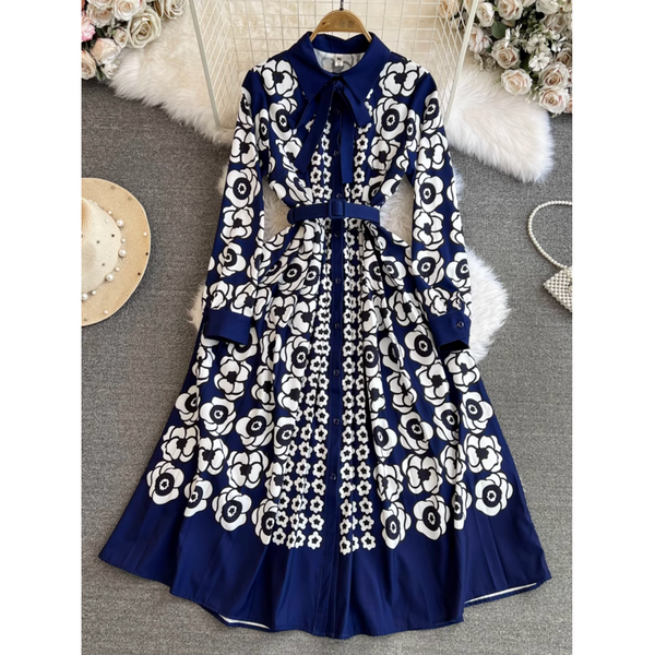 High-end Bow Pattern Printed Dress