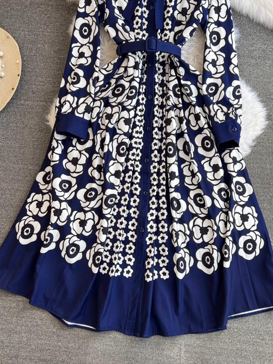 High-end Bow Pattern Printed Dress