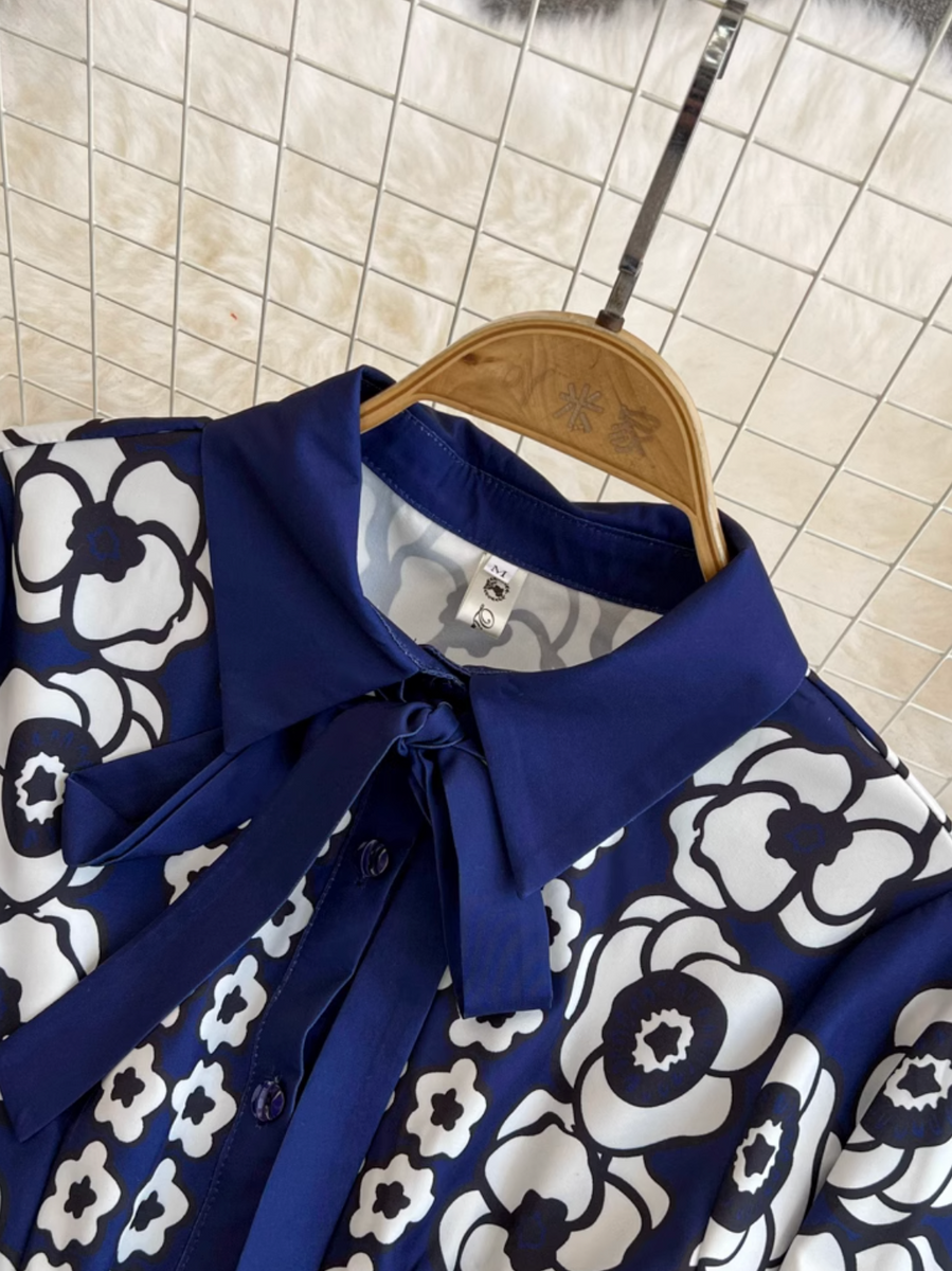 High-end Bow Pattern Printed Dress