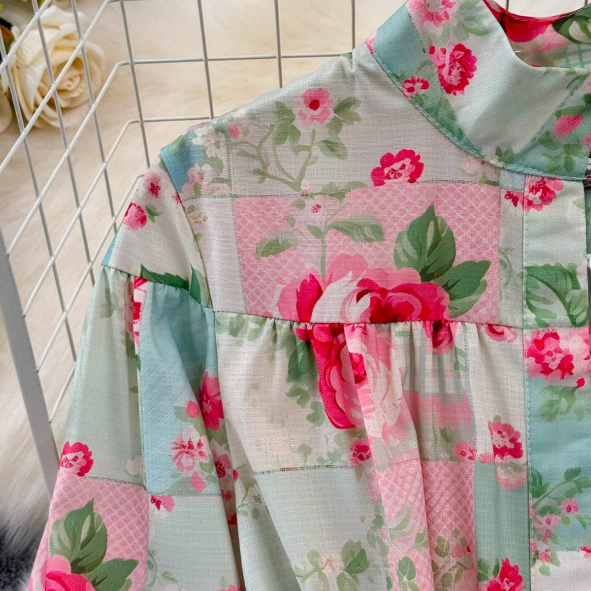 Courtly Lace-up Floral Printed Dress