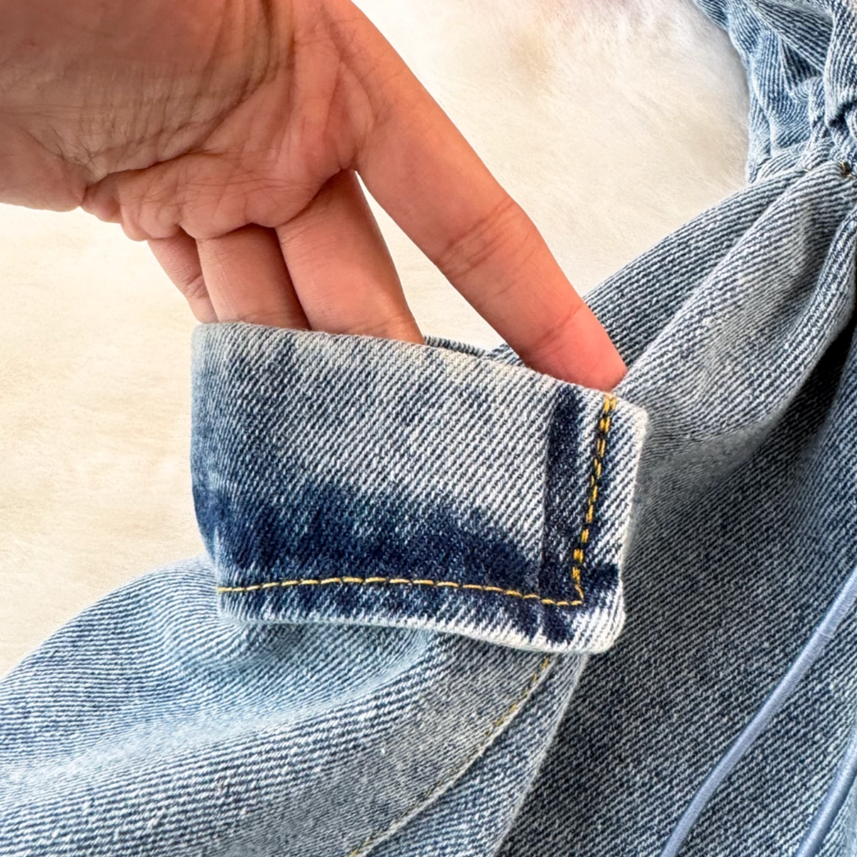 Faux Two-pieces Denim Patchwork Dress