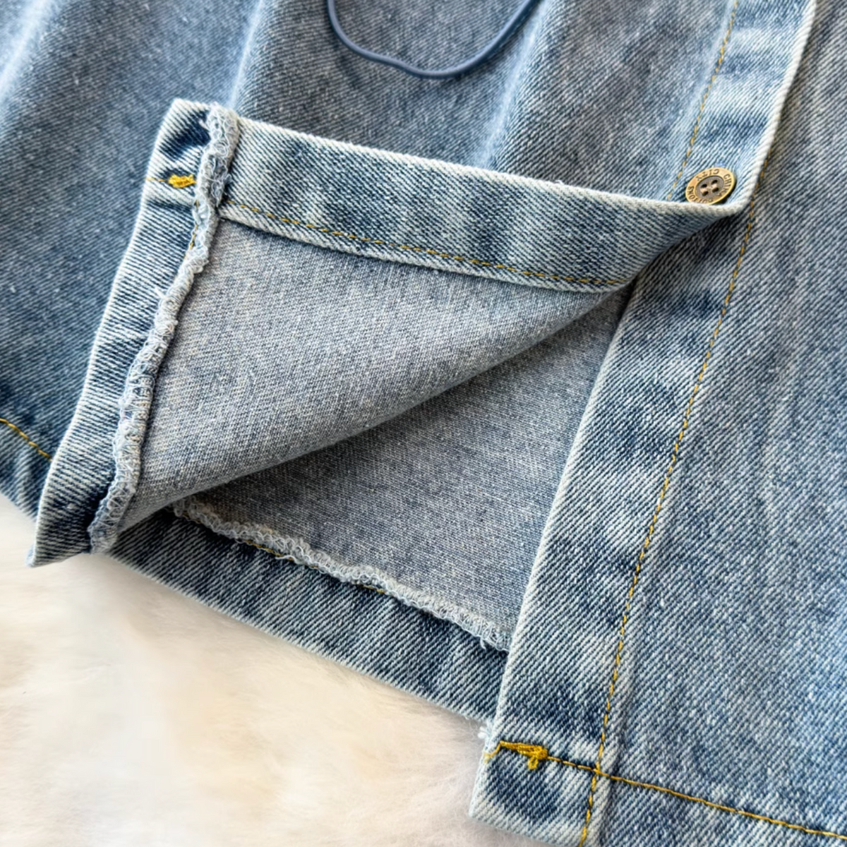 Faux Two-pieces Denim Patchwork Dress
