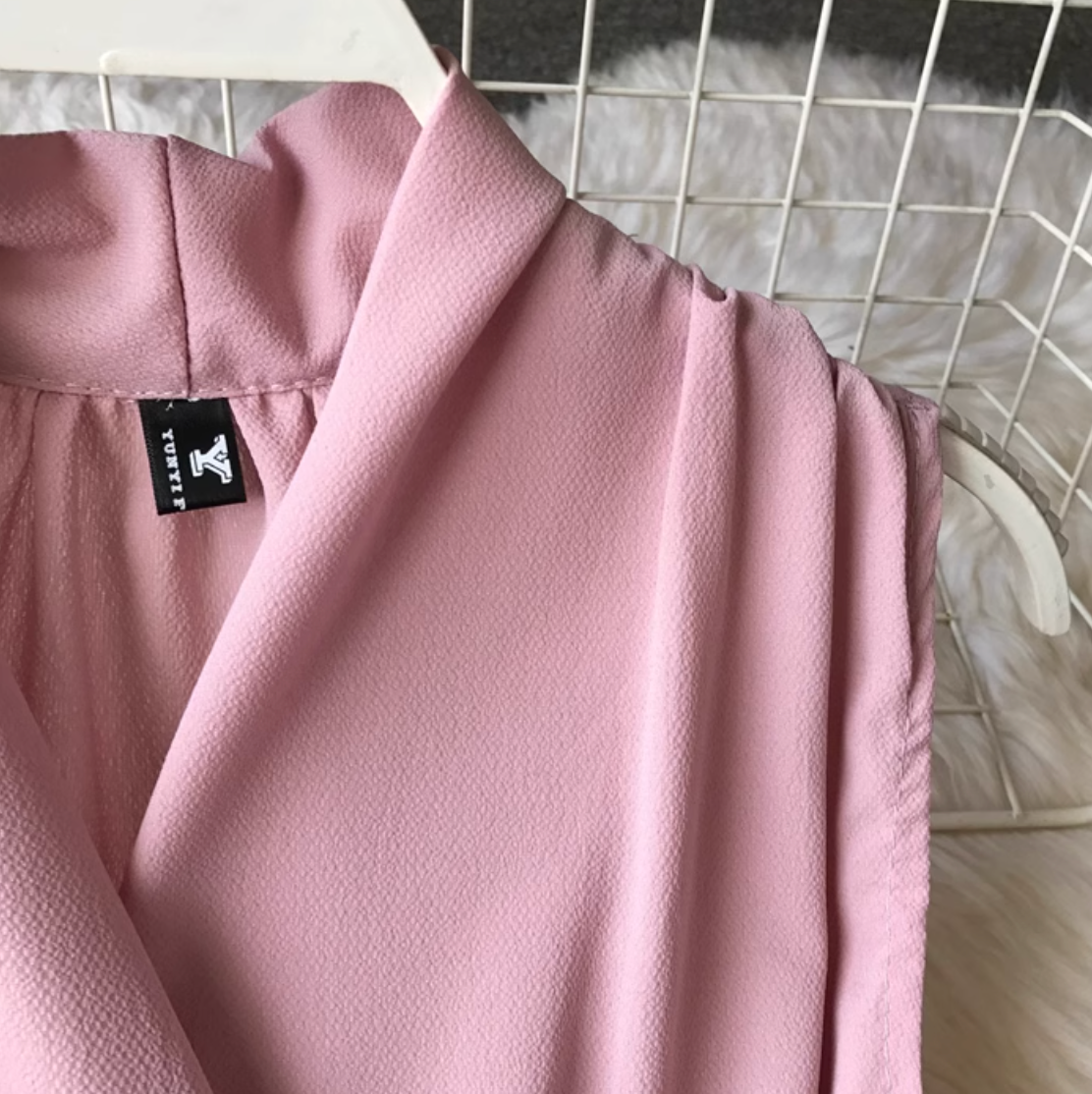 Simple Design V-neck Chiffon Dress