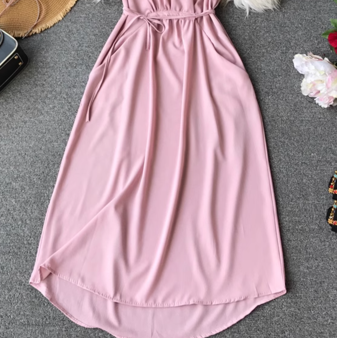Simple Design V-neck Chiffon Dress