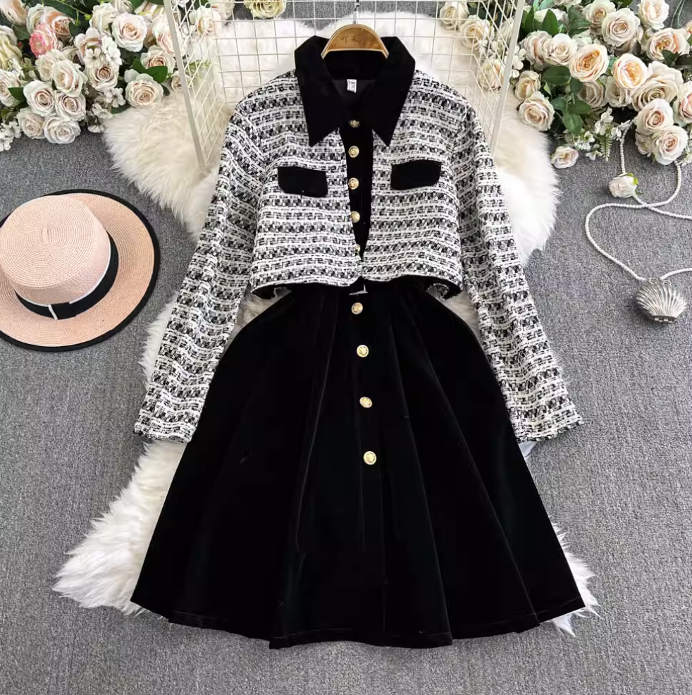 Faux Two-pieces Sweetie Suede Dress