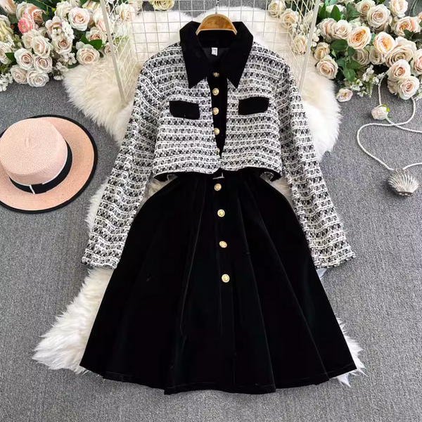 Faux Two-pieces Sweetie Suede Dress