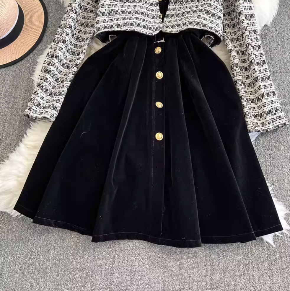 Faux Two-pieces Sweetie Suede Dress