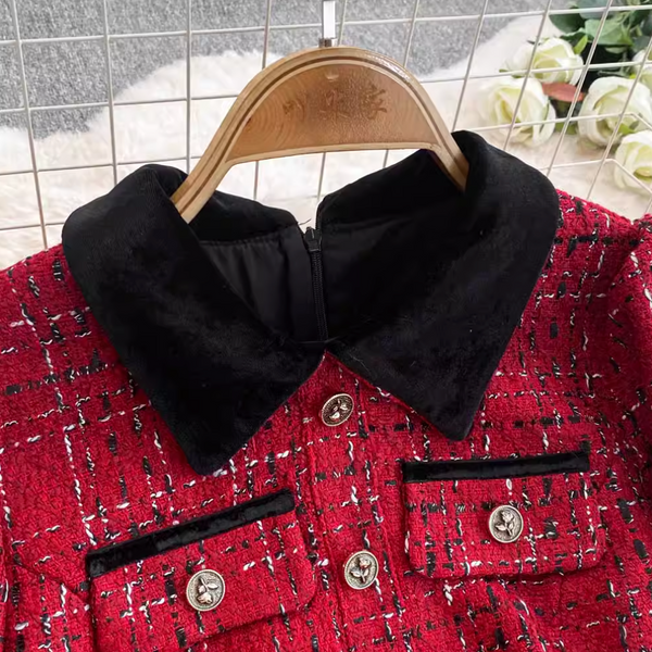French Style Suede Patchwork Dress