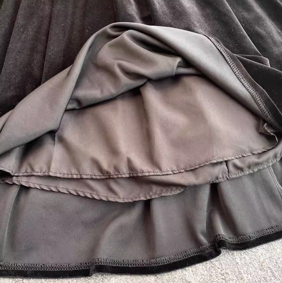 French Style Suede Patchwork Dress