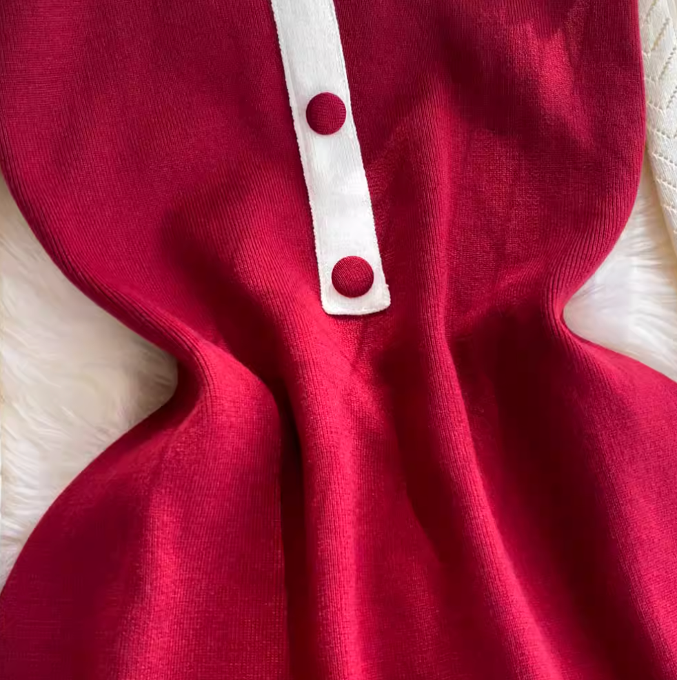 Faux Two-pieces Ruffled Patchwork Dress