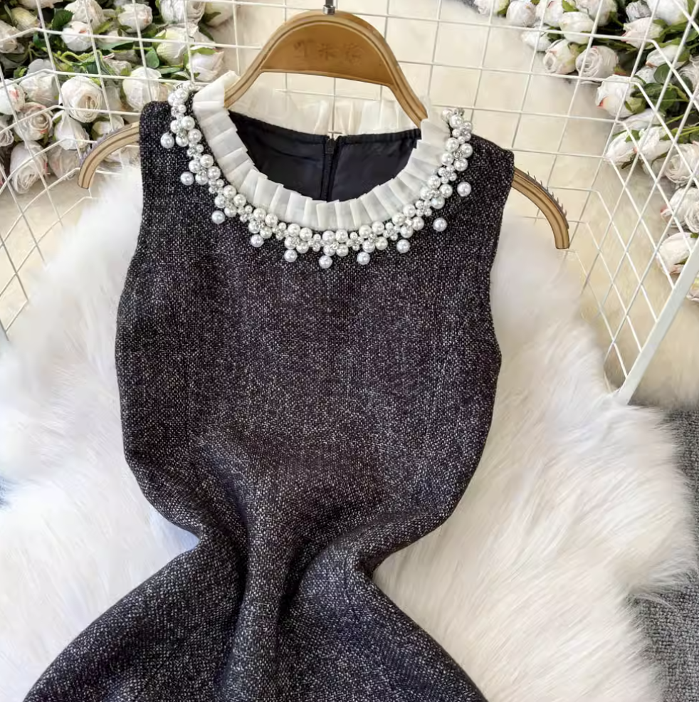 Elegant Blazer & Beaded Dress 2Pcs