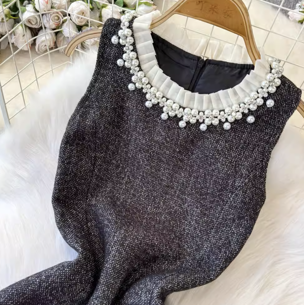 Elegant Blazer & Beaded Dress 2Pcs