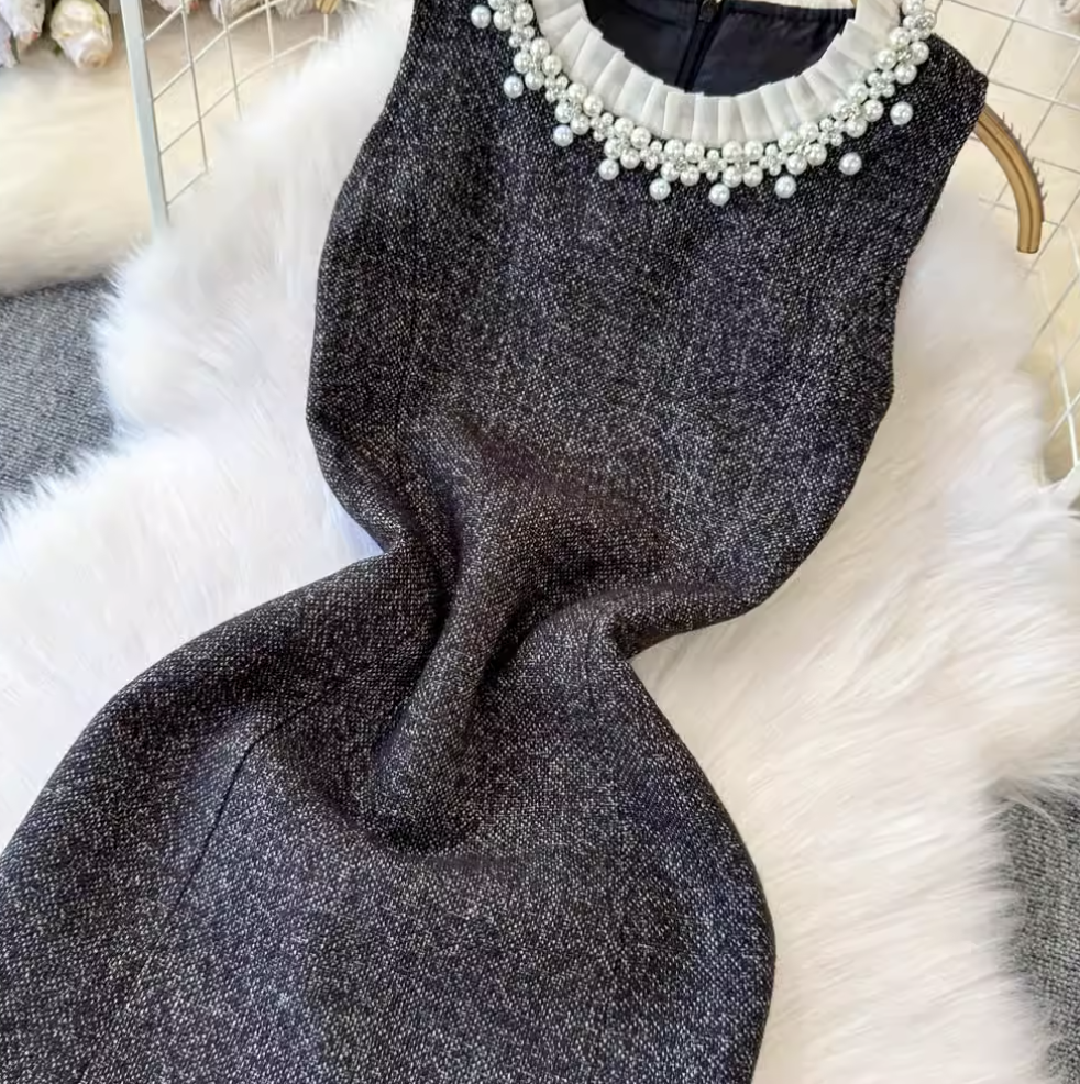Elegant Blazer & Beaded Dress 2Pcs