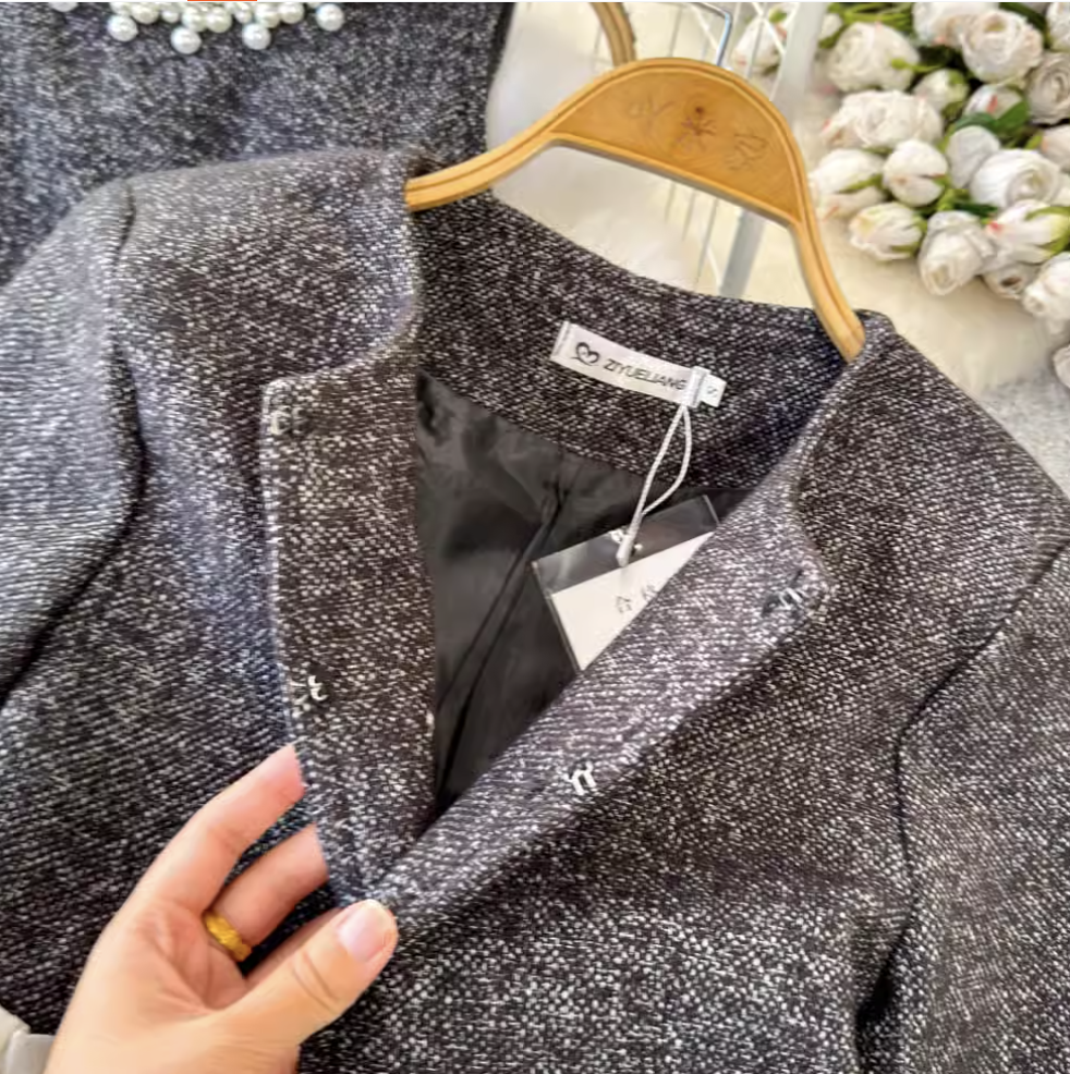Elegant Blazer & Beaded Dress 2Pcs