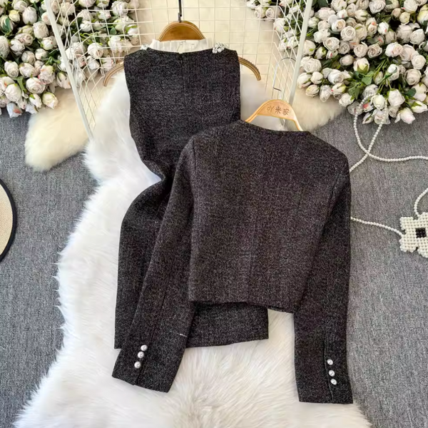 Elegant Blazer & Beaded Dress 2Pcs