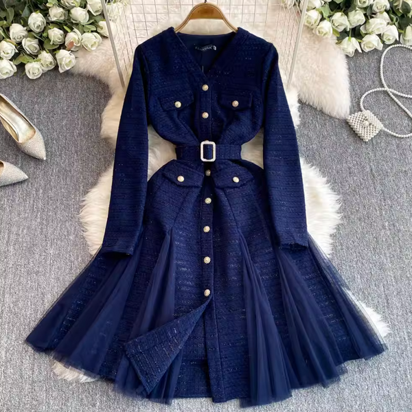 French Style Mesh Patchwork Dress