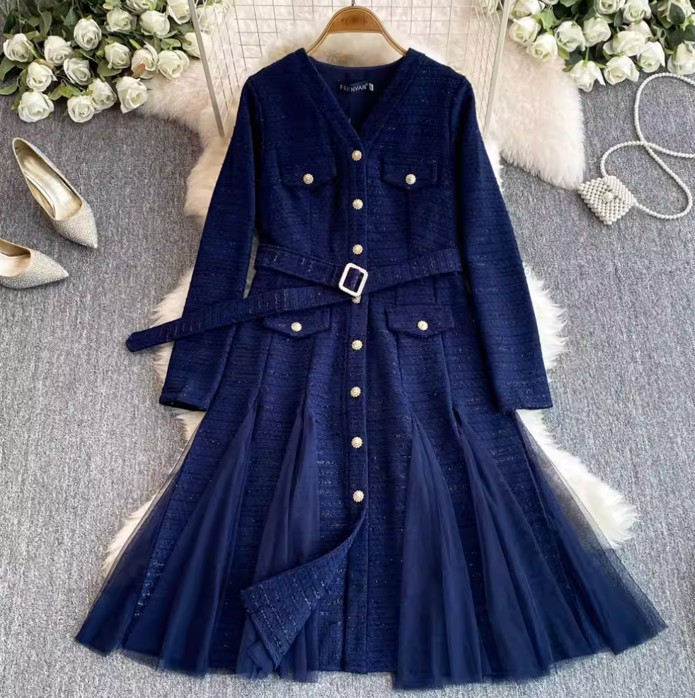 French Style Mesh Patchwork Dress
