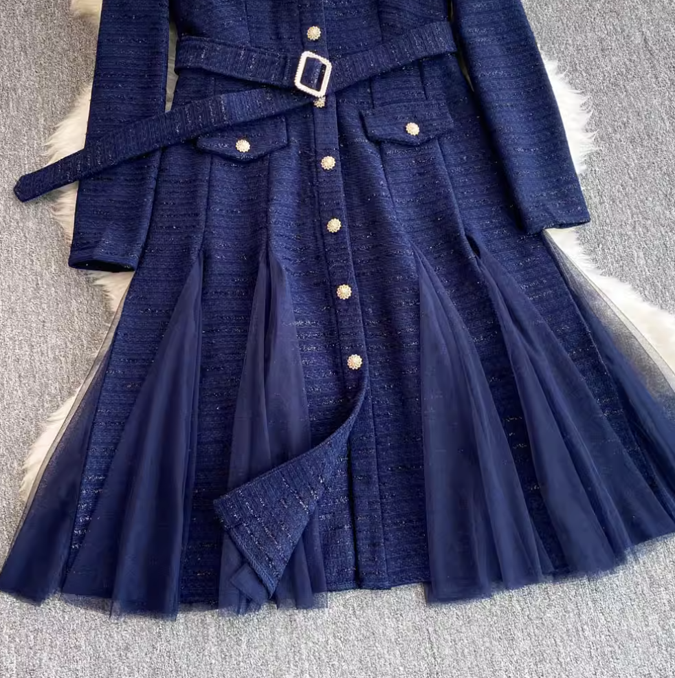 French Style Mesh Patchwork Dress