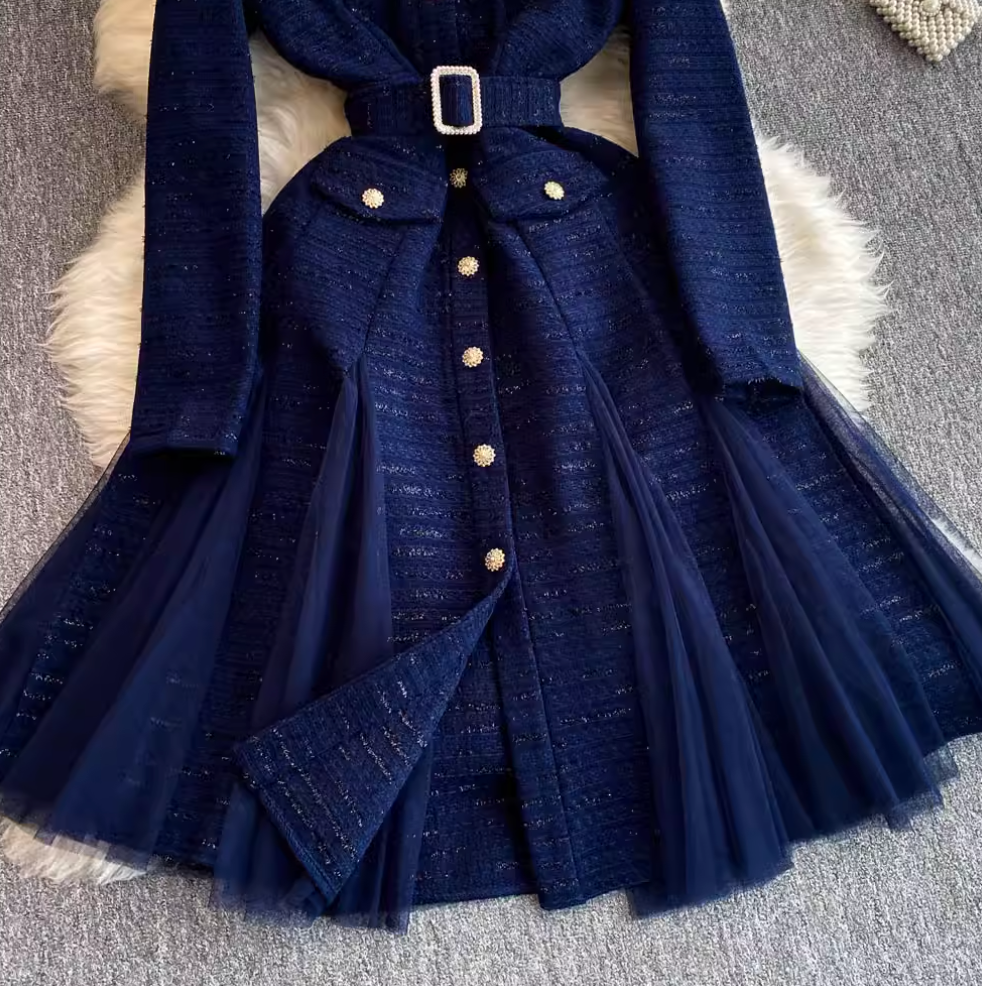 French Style Mesh Patchwork Dress