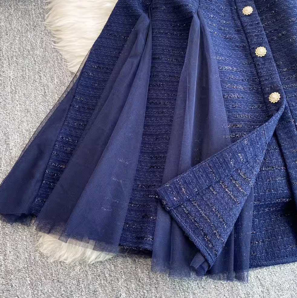 French Style Mesh Patchwork Dress