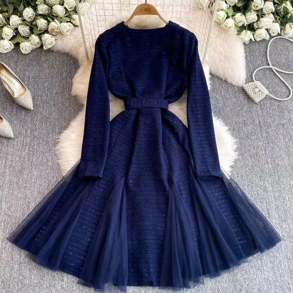 French Style Mesh Patchwork Dress