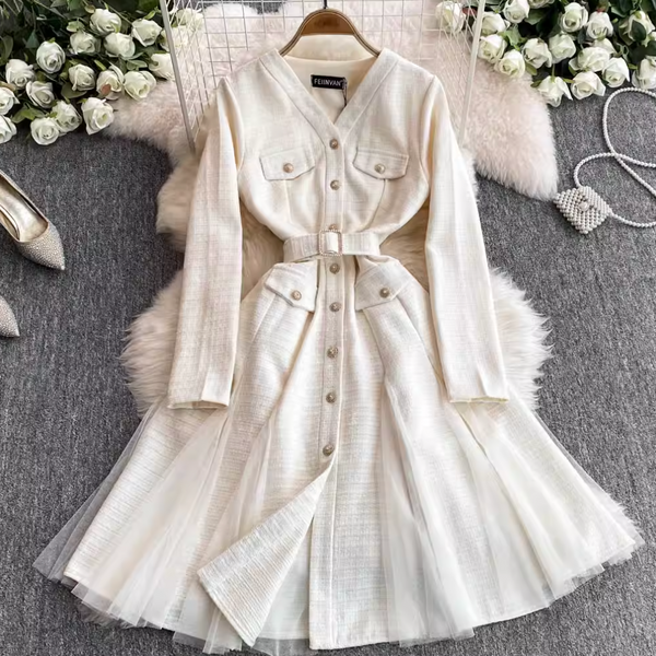 French Style Mesh Patchwork Dress