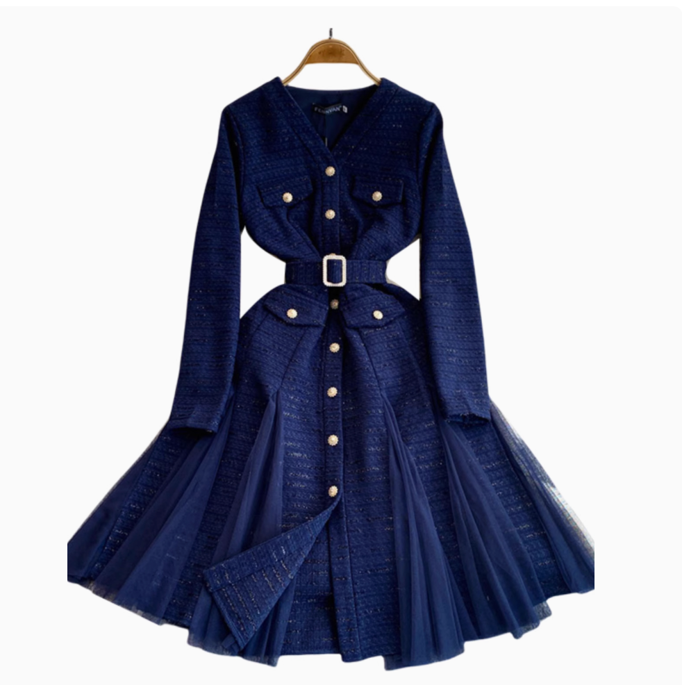 French Style Mesh Patchwork Dress