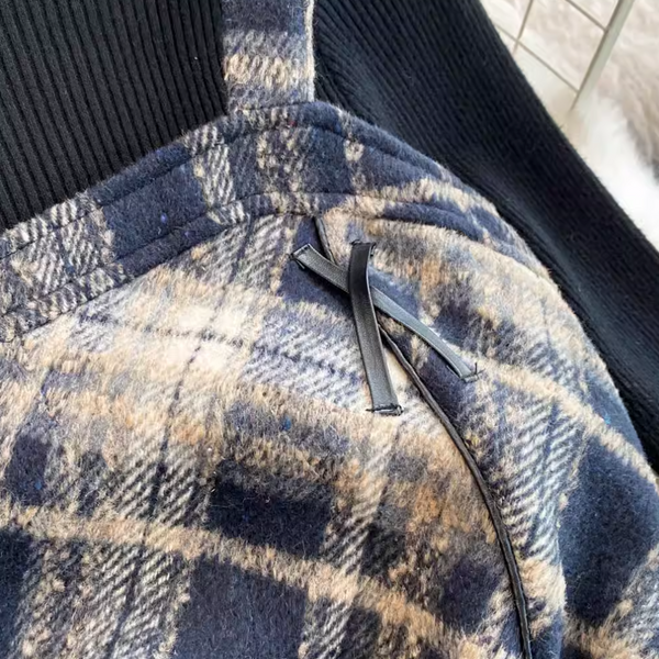 Plaid Slip Dress & Black Sweater 2Pcs
